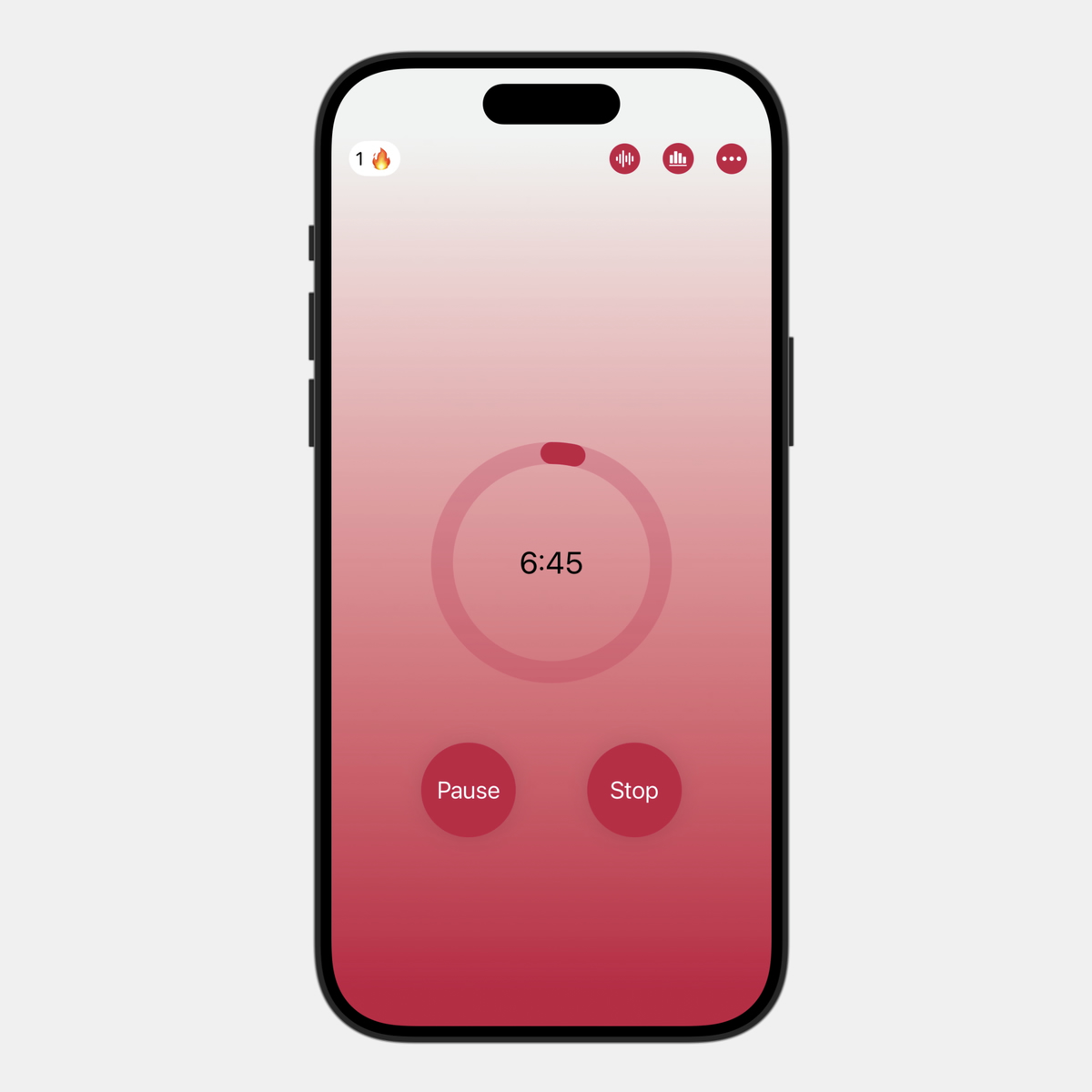 7III Meditation, a simple meditation timer app running on an iPhone.